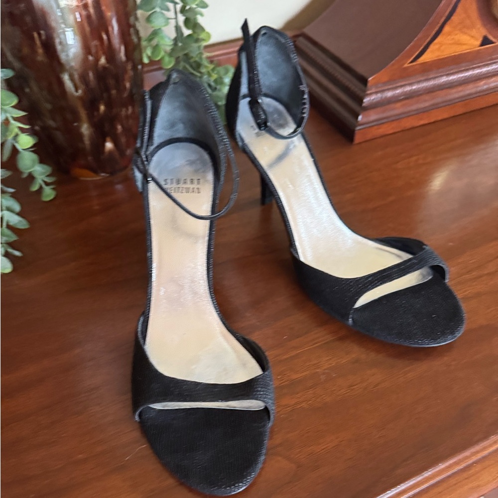 Stuart Weitzman Black Ankle Strap Heels